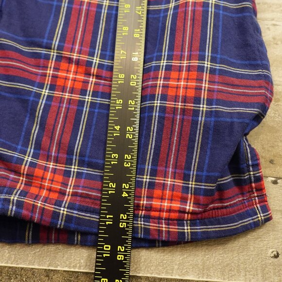 LL Bean Fleece-Lined Flannel Hoodie Plaid women's medium petite red navy - Picture 3 of 10